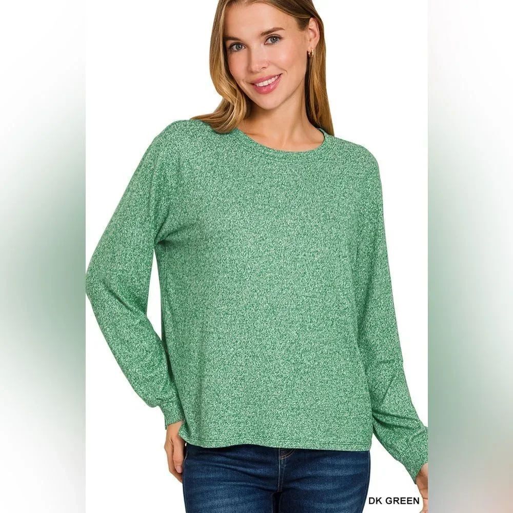 Zenana Outfitters Dark Green Long Sleeve sweater ht-2391y
